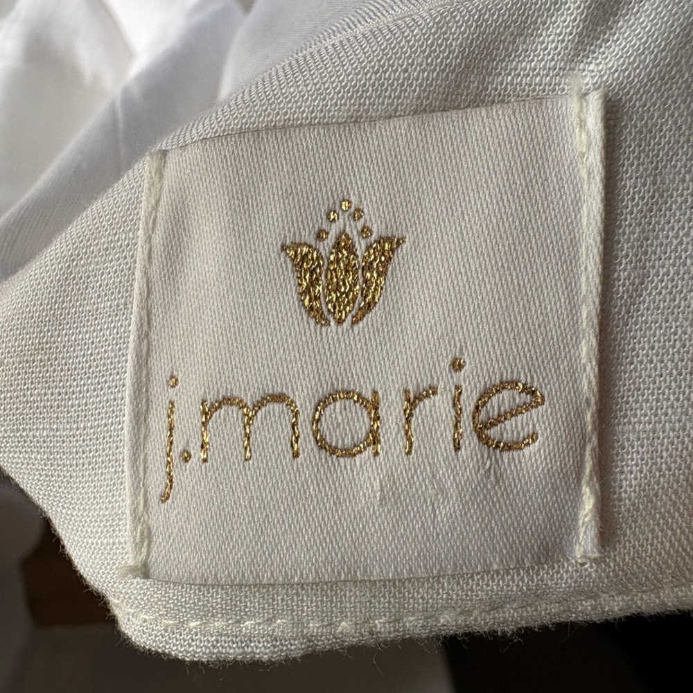 J.Marie white Embroidered Floral Wrap Skirt Small Linen blend Shabby Chic prelov - Picture 3 of 8